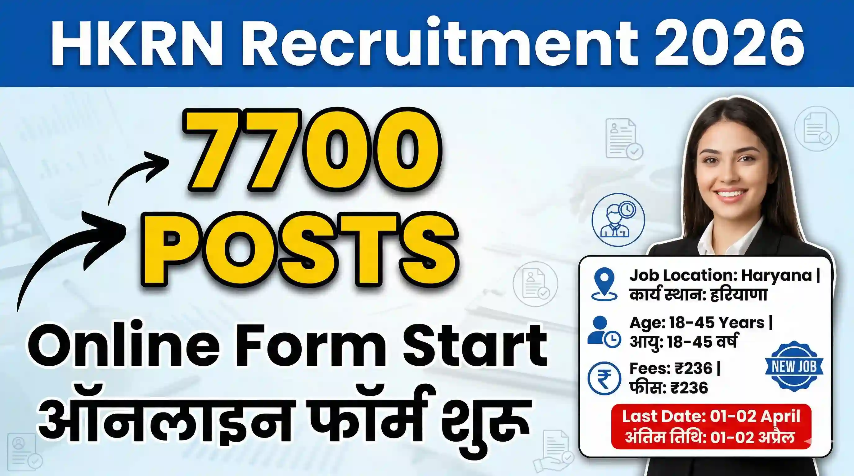 HKRN बंपर भर्ती: 7700 पदों पर | Apply Online Form Haryana