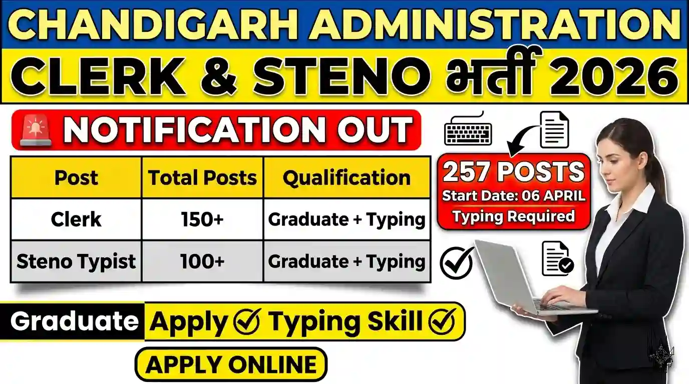 Chandigarh Administration Clerk Recruitment 2026: 257 पदों पर भर्ती, यहाँ देखें पूरी जानकारी